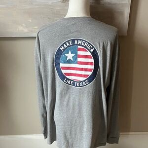 Tied to Tex “ make America like Texas” graphic, long sleeve T-shirt